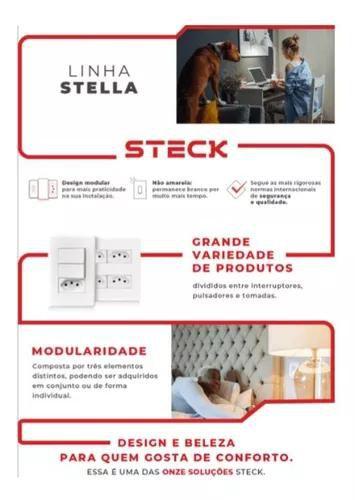 Kit 8 Modulo Interruptor Paralelo Branco Steck Stella 868020 Imagem de Kit 8 Modulo Interruptor Paralelo Branco Steck Stella 868020