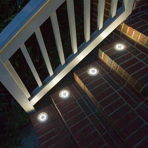 Imagem de Kit 8 ou 4 Peças Luminária Luz Solar Espeto Acionamento Automático ao Anoitecer Á prova D'Água Jardim Decoração