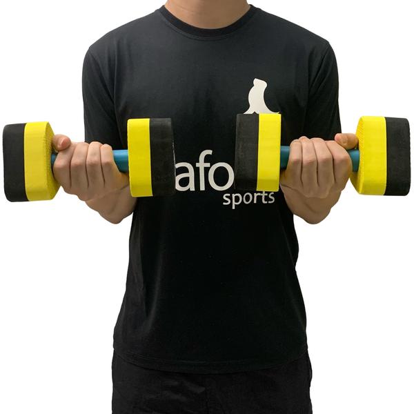 Imagem de Kit 8 Pares Halteres Hidroginástica em EVA P 1-2kg e M 2-3kg Preto/Amarelo Dafoca Sports