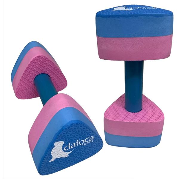 Imagem de Kit 8 Pares Halteres Hidroginástica Em EVA P 1-2kg M 2-3kg Azul/Rosa Dafoca Sports