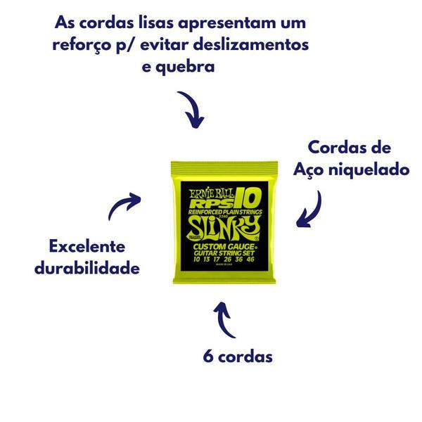 Imagem de kit 8 pctes cordas 010-046 P/ GUITARRA REGULAR SLINKY RPS NIQUEL P02240 ERNIE BALL