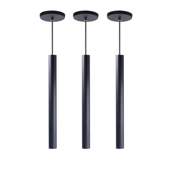 Imagem de Kit 8 Pendente Tubo Preto 40 Cm + Lâmpada LED Branco Neutro