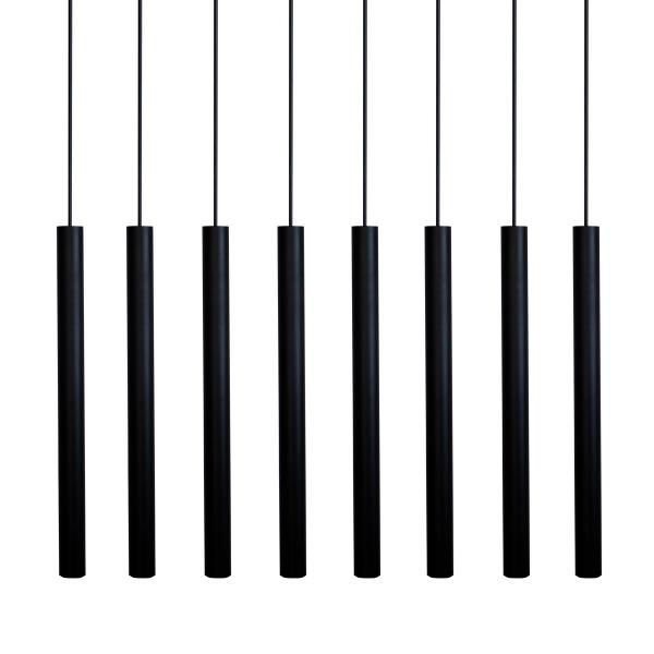 Imagem de Kit 8 Pendente Tubo Preto 50 Cm + Lâmpada LED Branco Quente