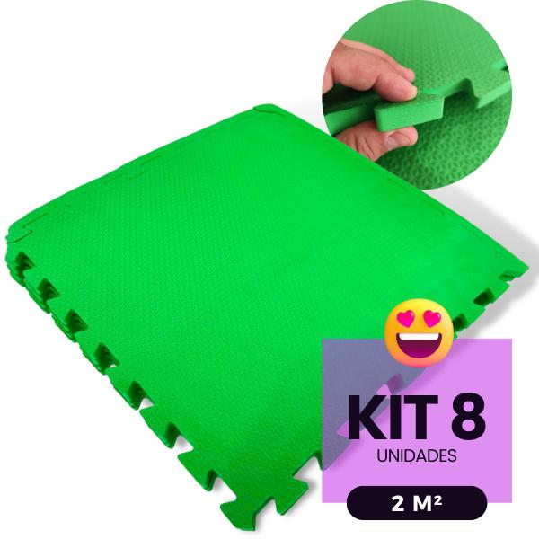 Imagem de Kit 8 Placa Tapete Infantil Peça EVA Estilo Tatame 50x50cm 10mm (2m²) Emborrachado Crianças Bebes Exercícios c/ Encaixe + Bordas Acabamento