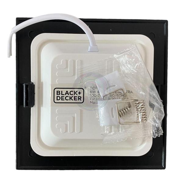 Imagem de Kit 8 Plafon Quadrado Embutir 6w Preto 12x12 Branco Frio 6500K