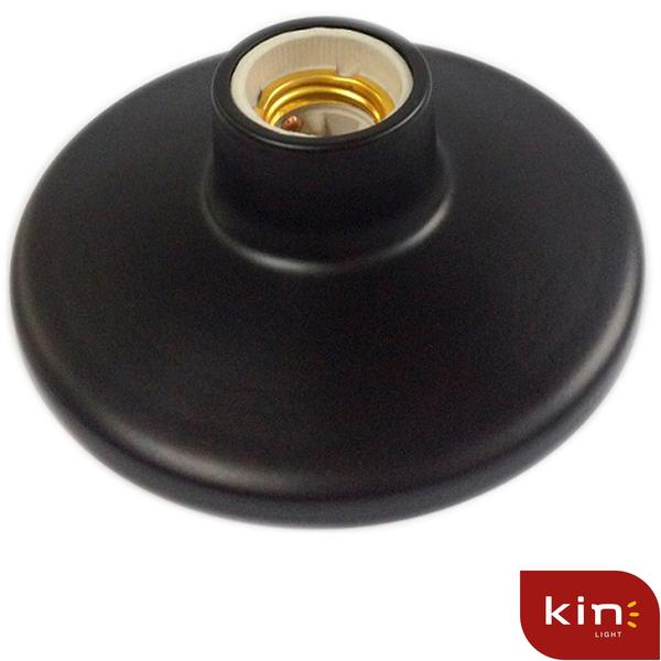 Imagem de Kit 8 Plafonier Plafon Aluminio Preto Lampada E27 Em Porcelana