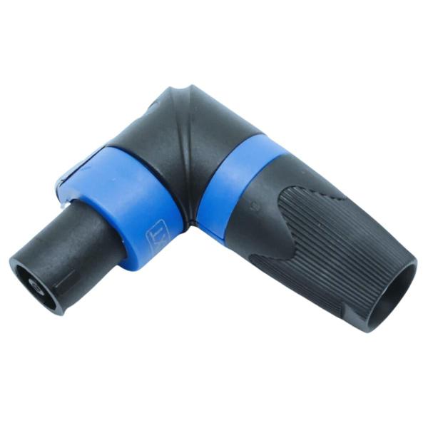 Imagem de Kit 8 Plug Speakon Macho em L 90º Conector Trava 4 Vias Azul