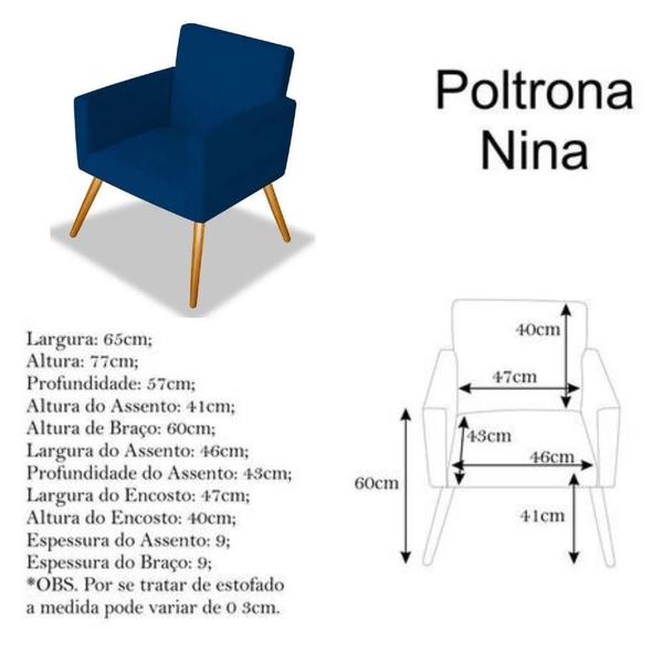 Imagem de Kit 8 Poltrona para Sala Nina Platinum Decor Azul