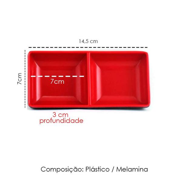 Imagem de kit 8 Porta Shoyu Berço Molheira Sushi Sashimi 50ml Vermelho 