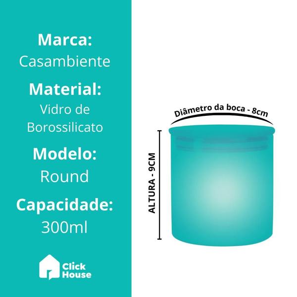 Imagem de Kit 8 Pote Mantimento Vidro Borossililcato Hermético Tampa Bambu Tempero 300ml Casambiente