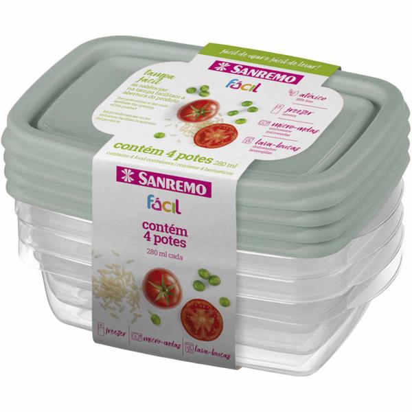 Imagem de Kit 8 Pote Sanremo Retangular 280ml Vai Freezer Microondas Potinho Ideal Congelar Alimentos Pequenas Porções