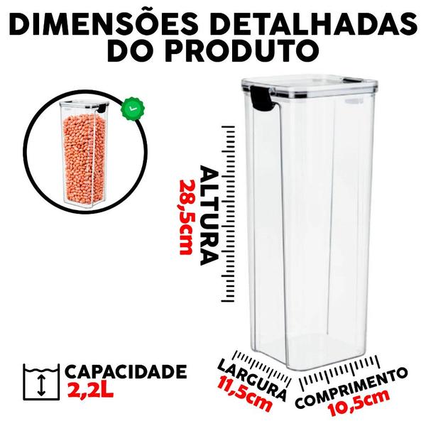 Imagem de Kit 8 Potes Herméticos 2 Potes 2,15L 2 Potes 950ml 4 POTES 450ml Com Trava Reforçada 