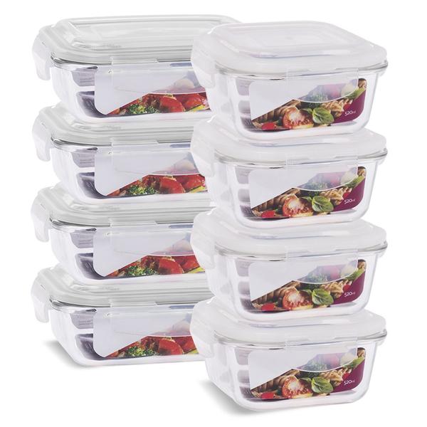 Kit 8 Potes Herméticos Marmita Vidro Papinha 640ml e 520ml - U4home Imagem de Kit 8 Potes Herméticos Marmita Vidro Papinha 640ml e 520ml
