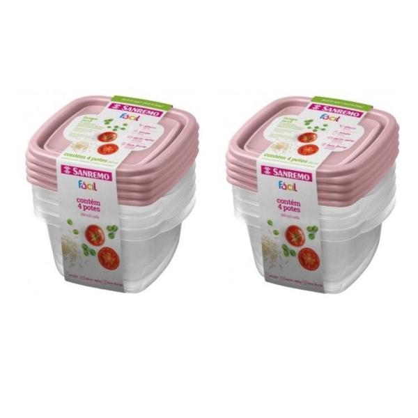 Imagem de Kit 8 Potes Para Alimentos Quadrado 360 ML Transparente