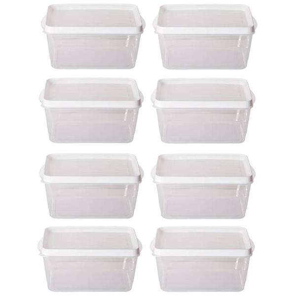 Imagem de Kit 8 Potes Para Alimentos Retangular 13,5x9x6 Cm 525 ML