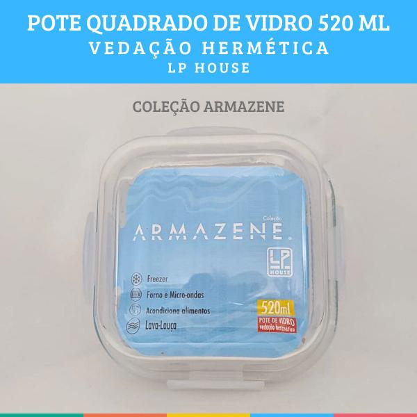 Imagem de Kit 8 Potes Quadrado Vidro Vedação Hermética 520ml LP House