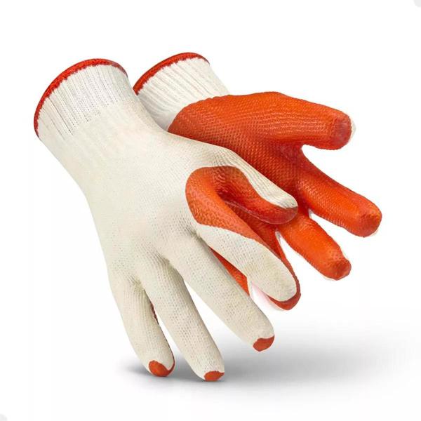 Imagem de Kit 8 Prs Luva Tricotada Super Safety SS Ruber Com Banho Latex Orange CA 34370 Tamanho:10/Gg