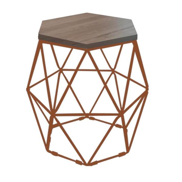 Imagem de Kit 8 Puff Banqueta Luna Decorativo Sala Quarto Ferro Bronze Assento MDF Castanho - Ahazzo Móveis