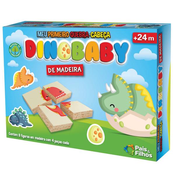 Imagem de Kit 8 Quebra-Cabeças Dino Baby 4 Peças MDF P/ Bebes +2 Anos