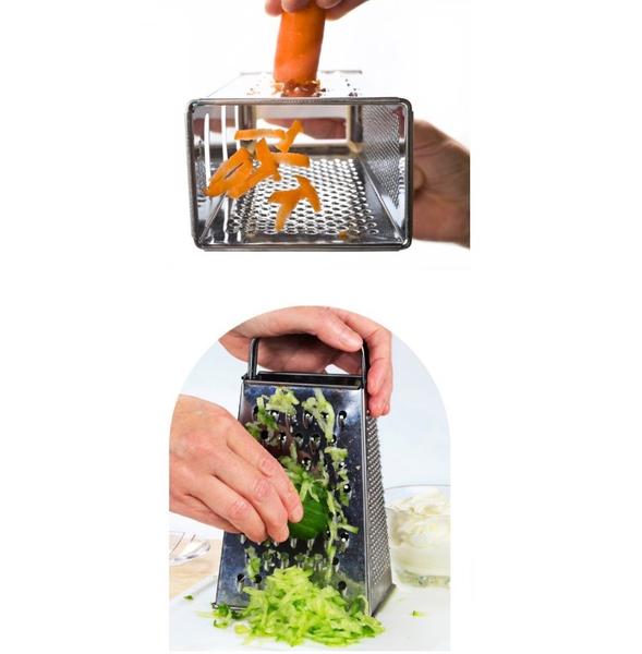 Kit 8 Ralador de Legumes e Queijo Fatiador Aço Inox Quatro Faces Multiuso Cortador Original para Cozinha - clink Imagem de Kit 8 Ralador de Legumes e Queijo Fatiador Aço Inox Quatro Faces Multiuso Cortador Original para Cozinha