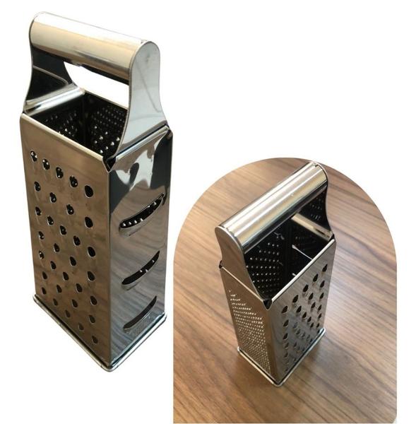 Kit 8 Ralador de Legumes e Queijo Fatiador Aço Inox Quatro Faces Multiuso Cortador Original para Cozinha - clink Imagem de Kit 8 Ralador de Legumes e Queijo Fatiador Aço Inox Quatro Faces Multiuso Cortador Original para Cozinha