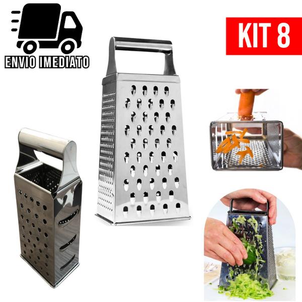 Kit 8 Ralador de Legumes e Queijo Fatiador Aço Inox Quatro Faces Multiuso Cortador Original para Cozinha - clink Imagem de Kit 8 Ralador de Legumes e Queijo Fatiador Aço Inox Quatro Faces Multiuso Cortador Original para Cozinha