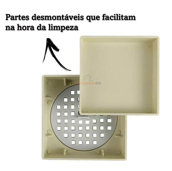 Kit 8 Ralo Oculto Invisível Quadrado 10x10cm Plástico Com Tela Para Banheiro - AMZ Imagem de Kit 8 Ralo Oculto Invisível Quadrado 10x10cm Plástico Com Tela Para Banheiro - AMZ