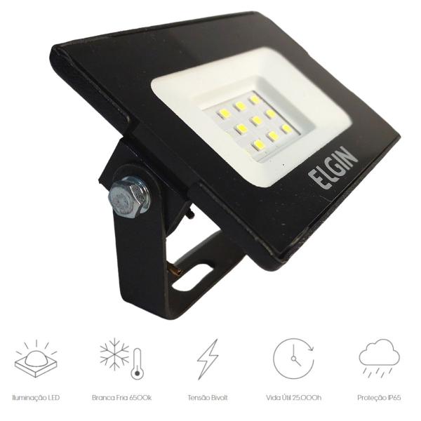 Imagem de Kit 8 Refletor de Led 10W 6500K Bivolt Branco Frio Holofote