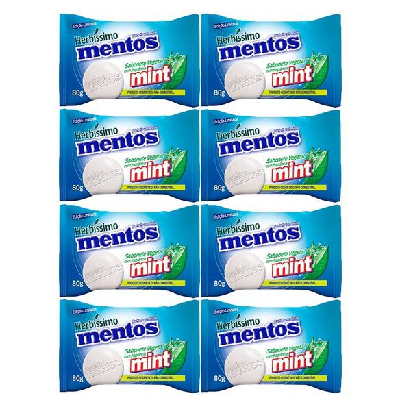 Imagem de Kit 8 Sabonete Mentos Mint Sabão em Barra Menta 80g Herbíssimo