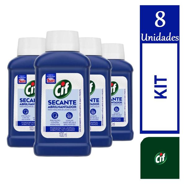 Imagem de Kit 8 Secante Abrilhantador Cif Máquina Lava-Louças 100ml