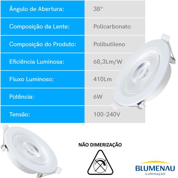 Imagem de Kit 8 Spot Led Redondo Embutir 6w Branco Neutro 4100k Morno