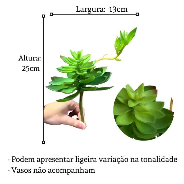 Imagem de Kit 8 Suculentas Artificiais aparência real planta artificial para jardim painel Verde e decoração - DE3421