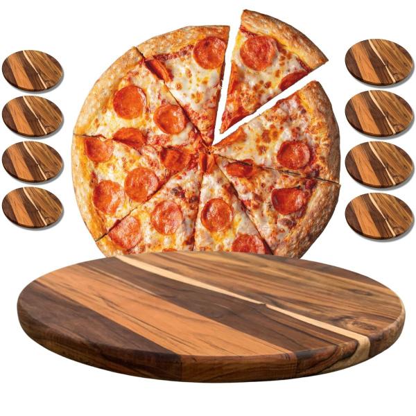 Kit 8 Tábuas 45Cm De Madeira Teca Para Cortar E Servir Pizzas - Brasa Store Imagem de Kit 8 Tábuas 45Cm De Madeira Teca Para Cortar E Servir Pizzas