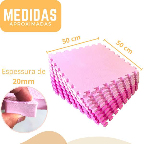 Imagem de Kit 8 Tapete Infantil em EVA Emborrachado de 50x50 com 20mm de Espessura Estilo Tatame Para Bebe Criança Menina Yoga Quarto Decoração