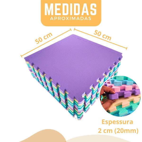 Imagem de KIT 8 TAPETE TATAME DE EVA GROSSO 50x50cm 20mm - DIVERSAS CORES (2m²) + 16 Bordas Criança Bebe Infantil  Yoga Pilates