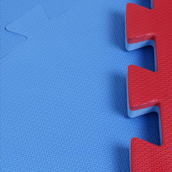 Imagem de Kit 8 Tapete Tatame EVA  100x100x2cm 20mm Dupla Face Azul e Vermelho