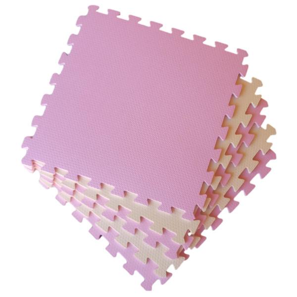 Imagem de Kit 8 Tatame Tapete EVA Rosa Claro e Creme 50x50x1cm 10mm