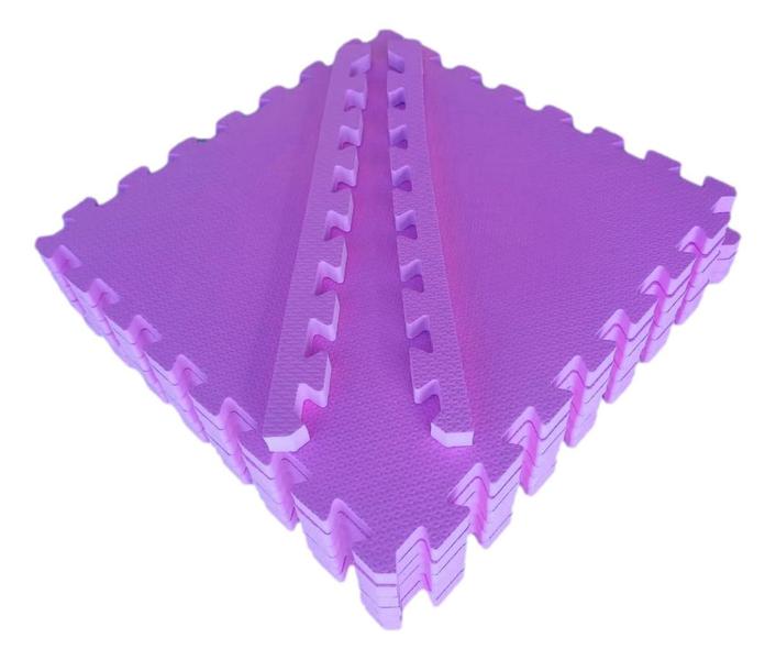 Kit 8 Tatames Tapetes EVA 50x50x2cm 20mm Lilás Imagem de Kit 8 Tatames Tapetes EVA 50x50x2cm 20mm Lilás