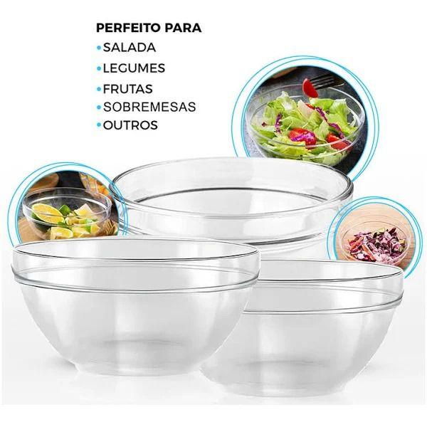 Imagem de Kit 8 Tigela Bowl De Vidro Redonda Sobremesa Saladeira Fruta Travessa 300ml