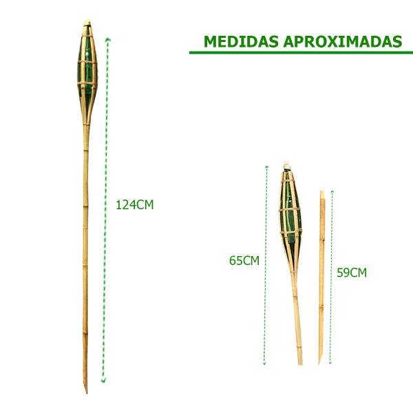 Imagem de Kit 8 Tochas Bambu Iluminação Fogo P/ Decoração Desmontável