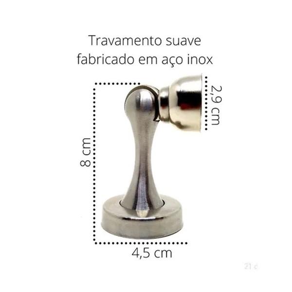 Imagem de KIT 8 Trava Porta Fixadora Magnética Inox Escovado Soprano