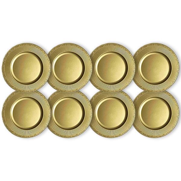 Imagem de Kit 8 Un Sousplat Redondo Dourado Polipropileno 33Cm Rafimex