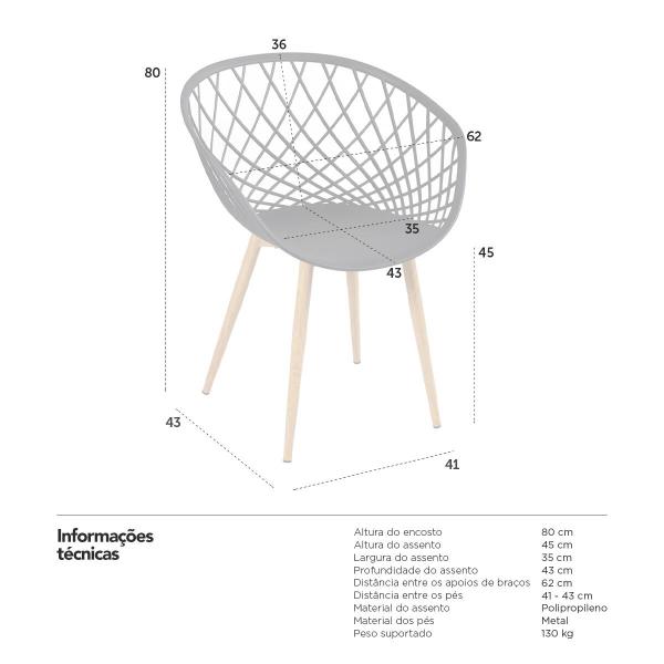 Imagem de KIT - 8 x cadeiras Clarice Nest com apoio de braços - Sidera
