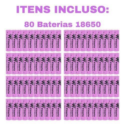 Imagem de Kit 80 Baterias 18650 8800Mah Knup Recarregável Cilíndrica