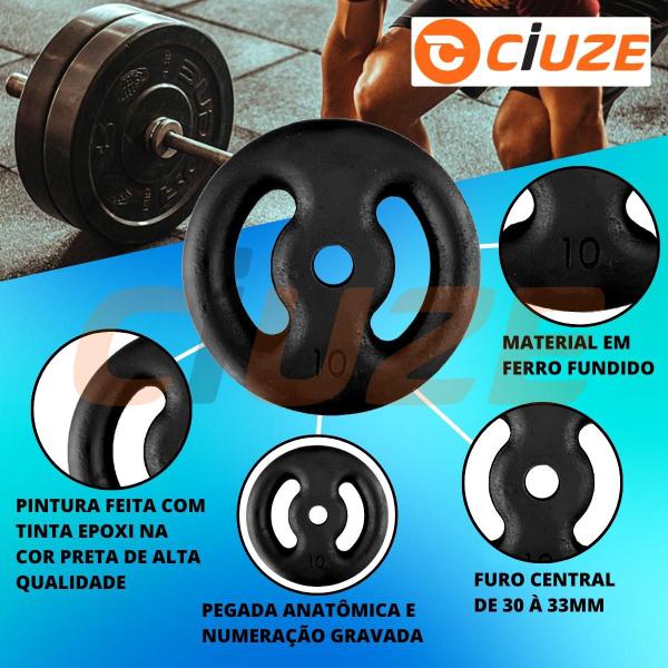 Kit 80Kg Anilhas de Ferro com Barras 40cm e 150cm + Barra W 1,20m - SEPO Imagem de Kit 80Kg Anilhas de Ferro com Barras 40cm e 150cm + Barra W 1,20m