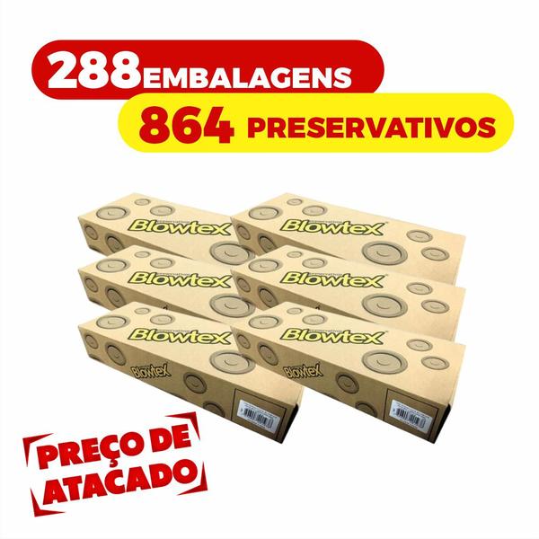 Imagem de Kit 864 Preservativo Lubrificado Camisinha Blowtex Caixa (3x288)