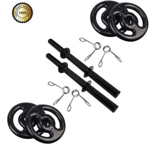 Kit 8Kg Anilhas Emborrachada + Par De Halter 40Cm C/Presilha - Infinity Imagem de Kit 8Kg Anilhas Emborrachada + Par De Halter 40Cm C/Presilha