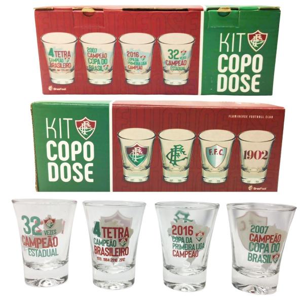 Imagem de Kit 8Un Copo Dose Shot 60ml Pinga Cachaça Time Fluminense Titulos Escudos Oficial com Selo