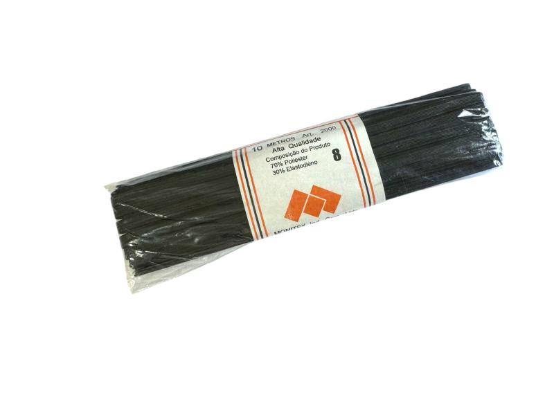 Kit 8un Elástico Chato N10, 6mm, preto poliéster 10 metros - Mor Imagem de Kit 8un Elástico Chato N10, 6mm, preto poliéster 10 metros
