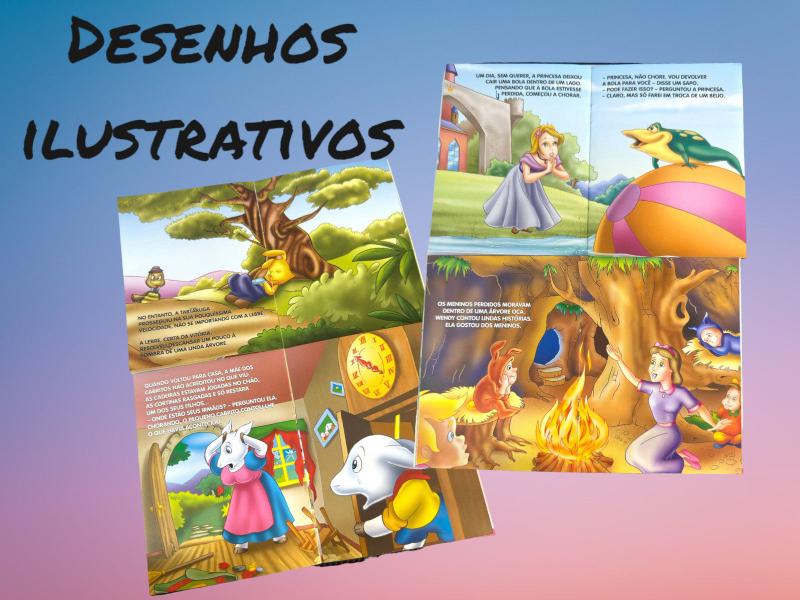 Imagem de Kit 8un Mini Livros infantis Livrinho histórias famosas